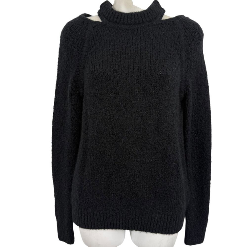 DKNY Donna Karen Womens Black Goth Witchy Coker Oversized Sweater Chunky ~ XXS